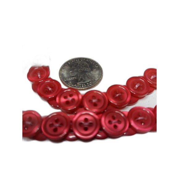 Red Double Button Necklace 34" - Picture 3 of 3